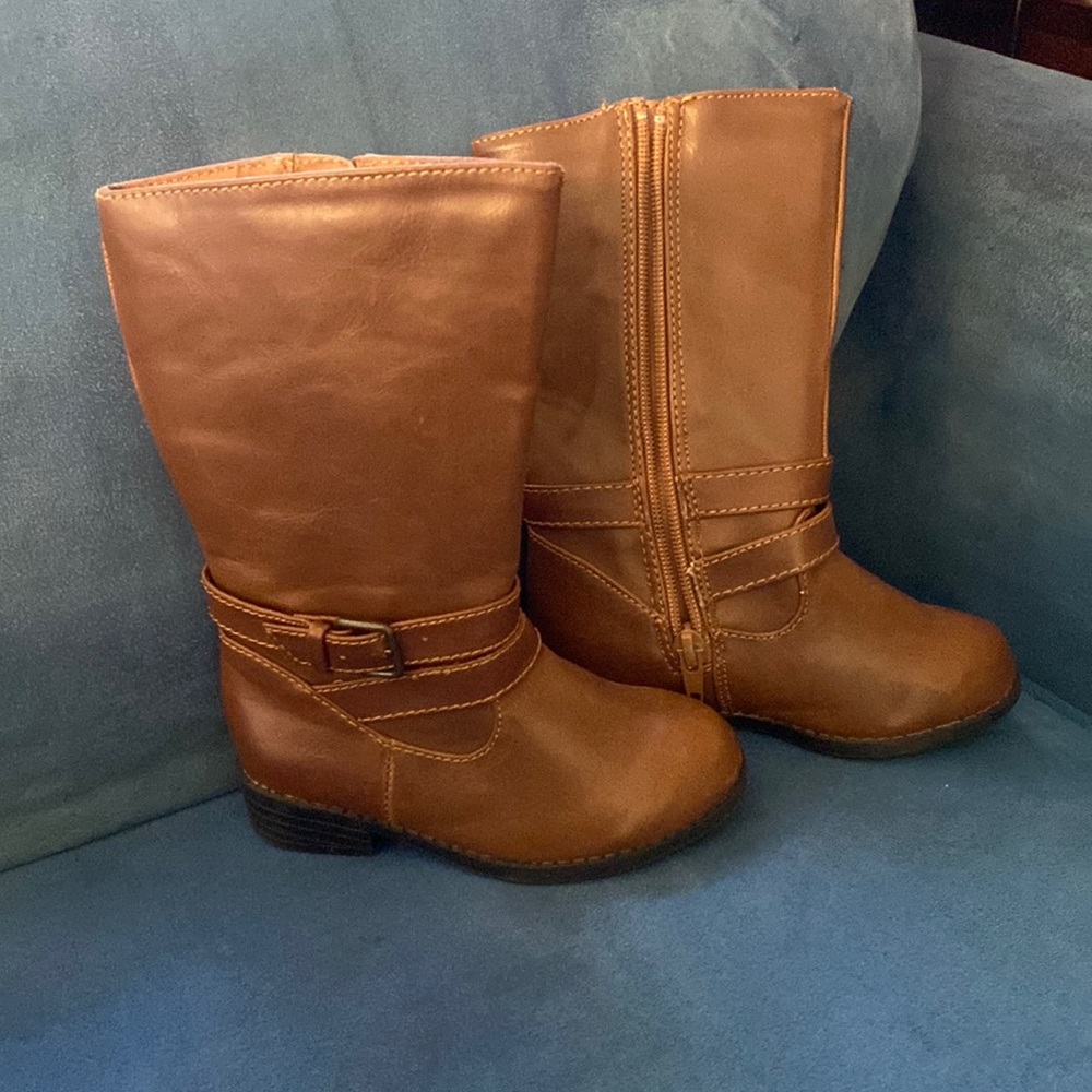 **SOLD **Little girls brown over the calf boot